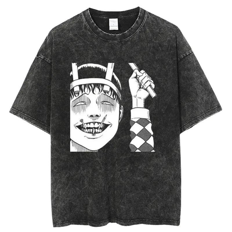 "CURSE MASTER" - Souichi Tsujii - Junji Ito Anime Vintage \ Acid Washed T-Shirt - Alpha Weebs