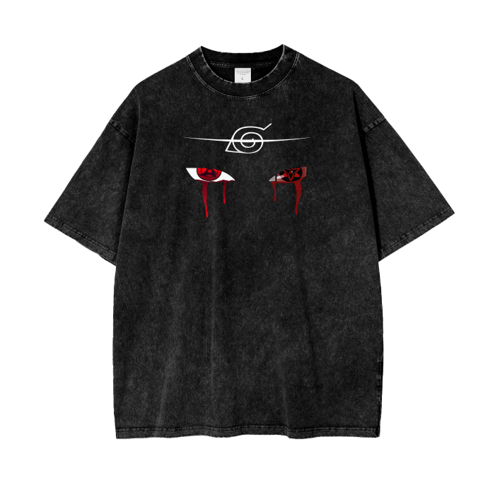 "OCULTO LEAL" - Uchiha -  Shinobi Legend Anime Vintage / Acid Washed Oversized T-Shirts