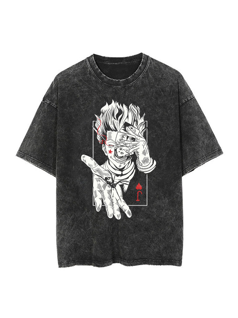 "GAME IS ON" - Hisoka Morow -  Hunter X Hunter Anime Vintage / Acid Washed Oversized Hoodie