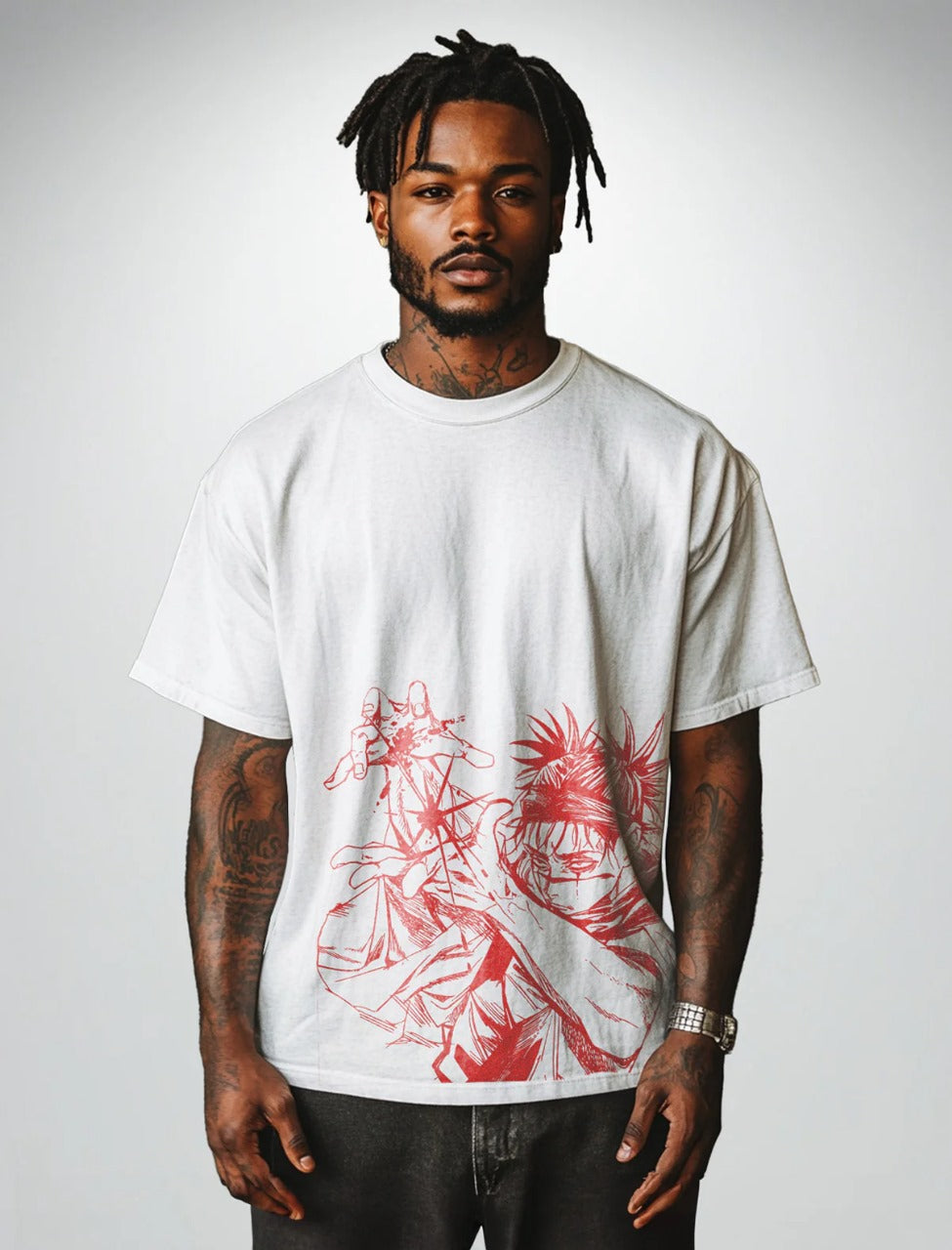 Anime - Streetwear - "BLOOD. POWER. CHOSO" - Choso - JJK Anime Vintage / Acid Washed Oversized T-Shirt - Alpha Weebs