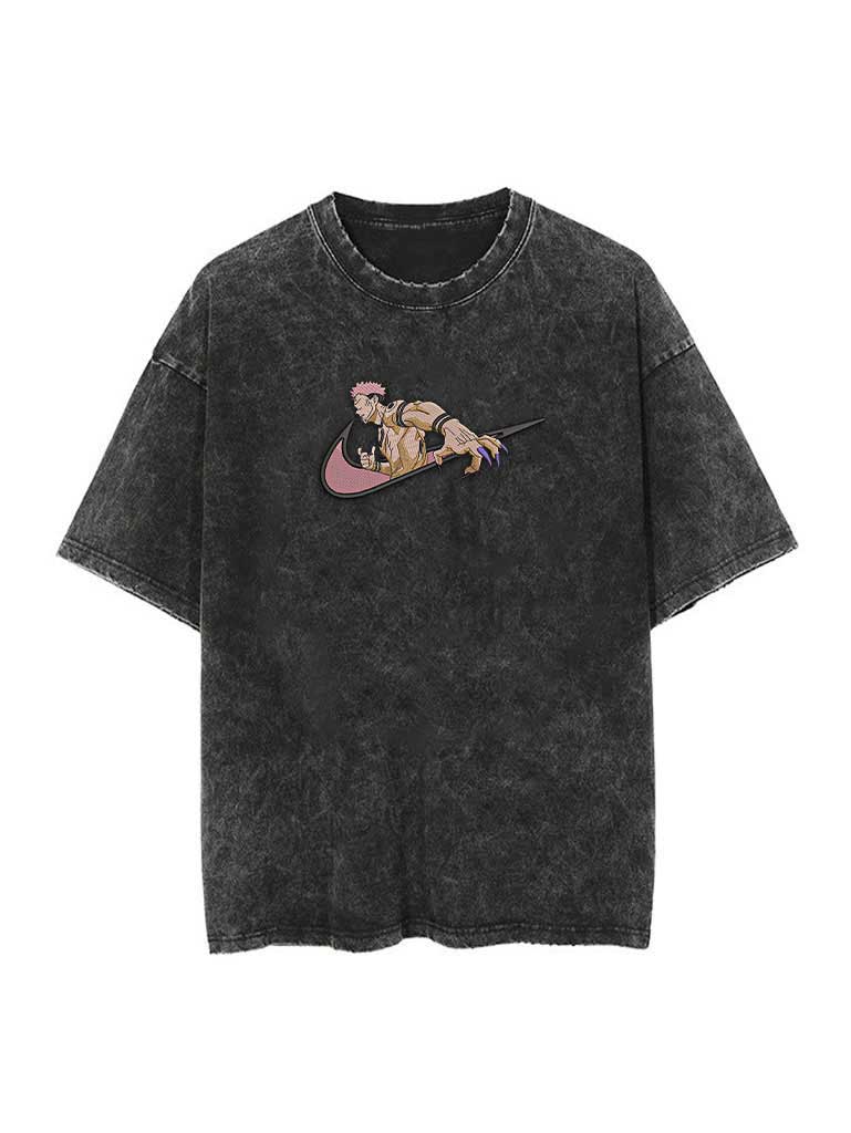 "CURSE KING" - Sukuna - Jujutsu Kaisen Anime Vintage / Acid Washed T-Shirt