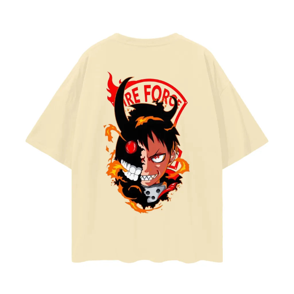 Anime - Streetwear - "SMILE & TENSE" - Shinra Kusakabe - Fire Force Anime Oversized T-Shirts - Alpha Weebs