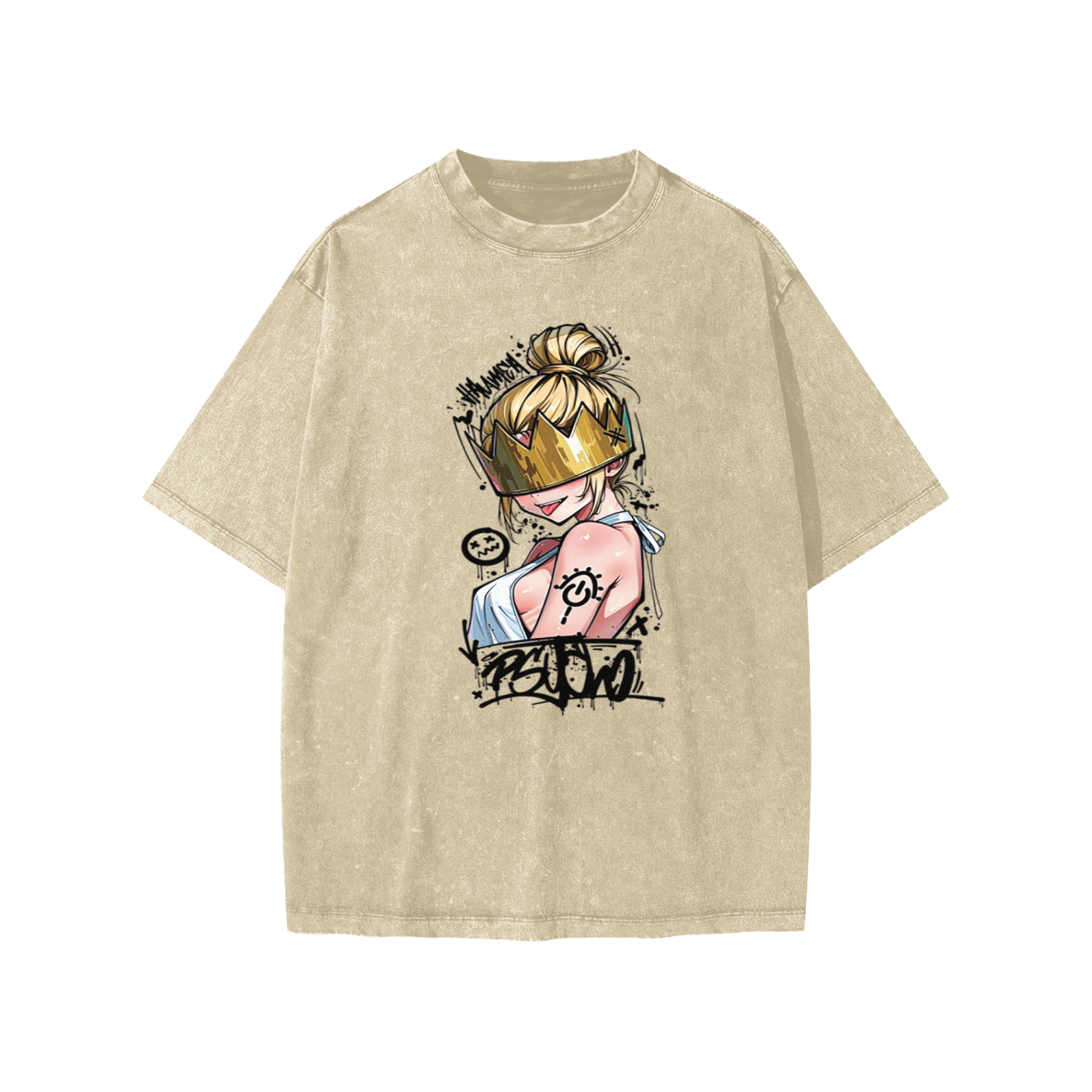 Anime - Streetwear - "SPECTER CROWN" - Haumea - Fire Force Anime Vintage / Acid Washed Oversized T-Shirts V2 - Alpha Weebs