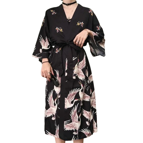 Anime - Streetwear - "ORIENTAL CRANE" - Kimono - Japanese Streetwear Anime - Alpha Weebs