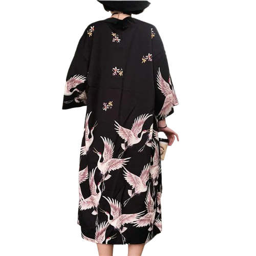 Anime - Streetwear - "ORIENTAL CRANE" - Kimono - Japanese Streetwear Anime - Alpha Weebs