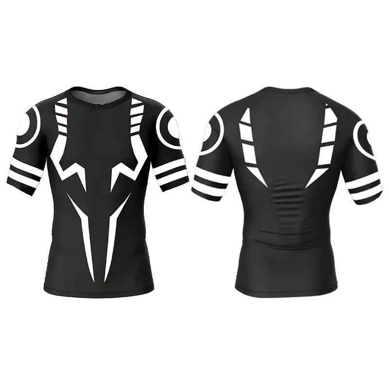Anime - Streetwear - "DUALFORCE" - Yuji-Ryomen - JJK Anime Gym Compression Fit T-Shirt | 3 Colors - Alpha Weebs