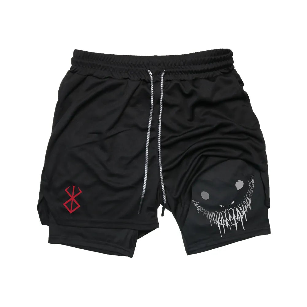 Anime - Streetwear - "GO BERSERK" -Berserk Guts Anime Gym Shorts - Alpha Weebs