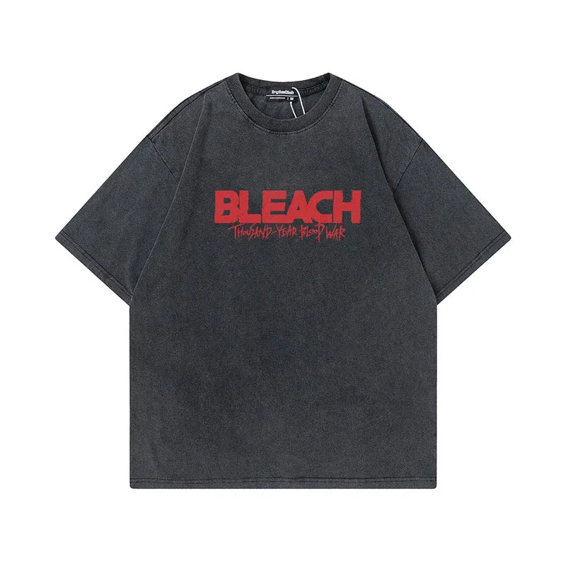Anime - Streetwear - "UNNAMED BANKAI" - Bleach Zaraki Kenpachi Anime Vintage / Acid Oversized T-shirt - Alpha Weebs