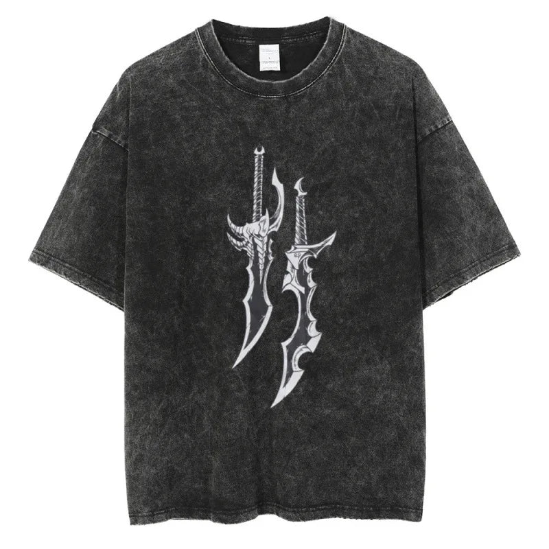 "BUSHIDO BLADE" - Roronoa Swordmaster -  OP Anime Vintage / Acid Washed Oversized T-Shirt