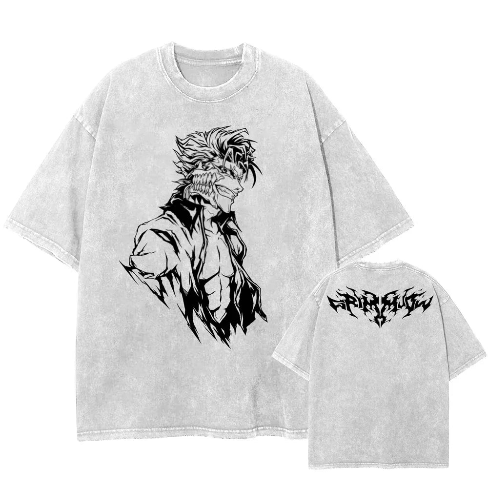 Anime - Streetwear - "HURRICANE" - Ichigo Kurosaki - Bleach Anime Oversized Vintage / Acid Washed T-Shirt - Alpha Weebs