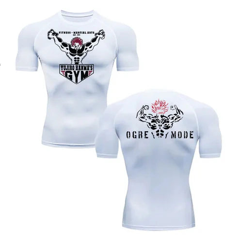 Anime - Streetwear - "IRON FISTS" - Yujiro - Baki Anime Gym Compression Fit T-Shirts | 4 Colors - Alpha Weebs