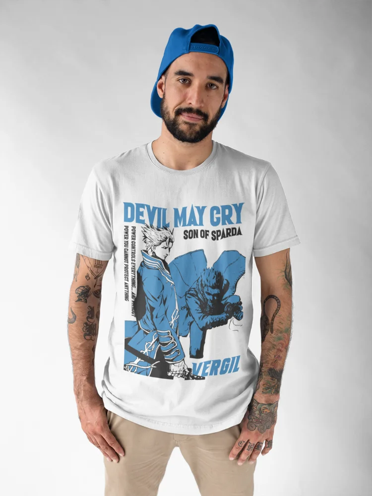 Anime - Streetwear - "BLUE VERGIL" - Vergil - Devil May Cry Anime T-Shirts | 2 Colors - Alpha Weebs
