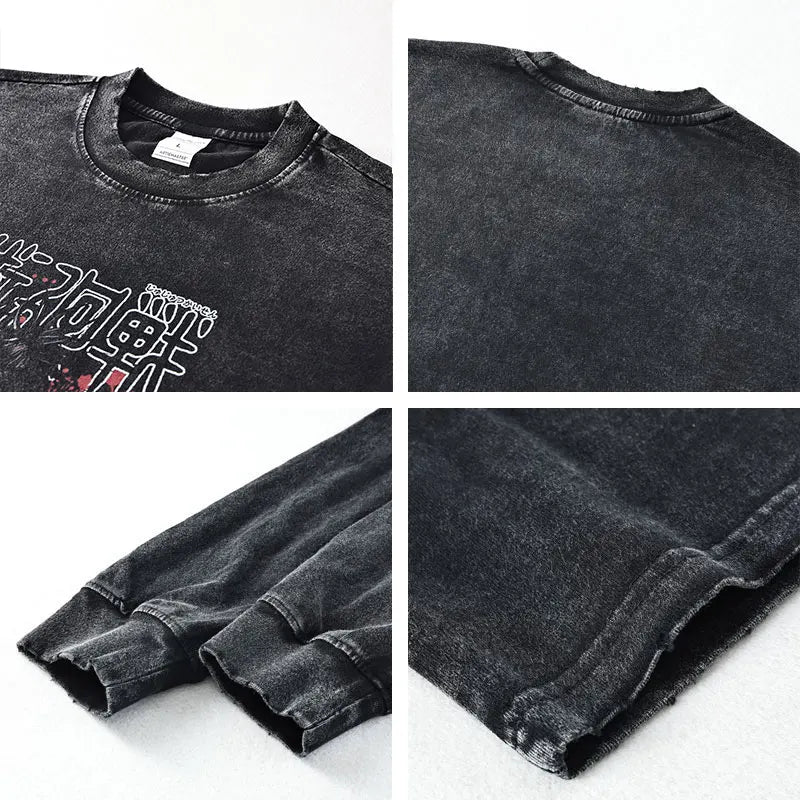 Anime - Streetwear - "BLOOD MANIPULATION" - Kamo - Jujutsu Kaisen Anime Oversized Vintage / Acid Washed Sweatshirt - Alpha Weebs
