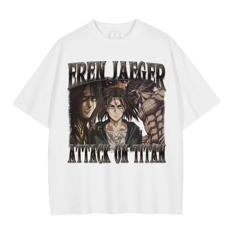 Anime - Streetwear - "FACES" - Attack On Titan Anime Oversized Vintage / Acid Washed T-Shirts | 2 Colors - Alpha Weebs