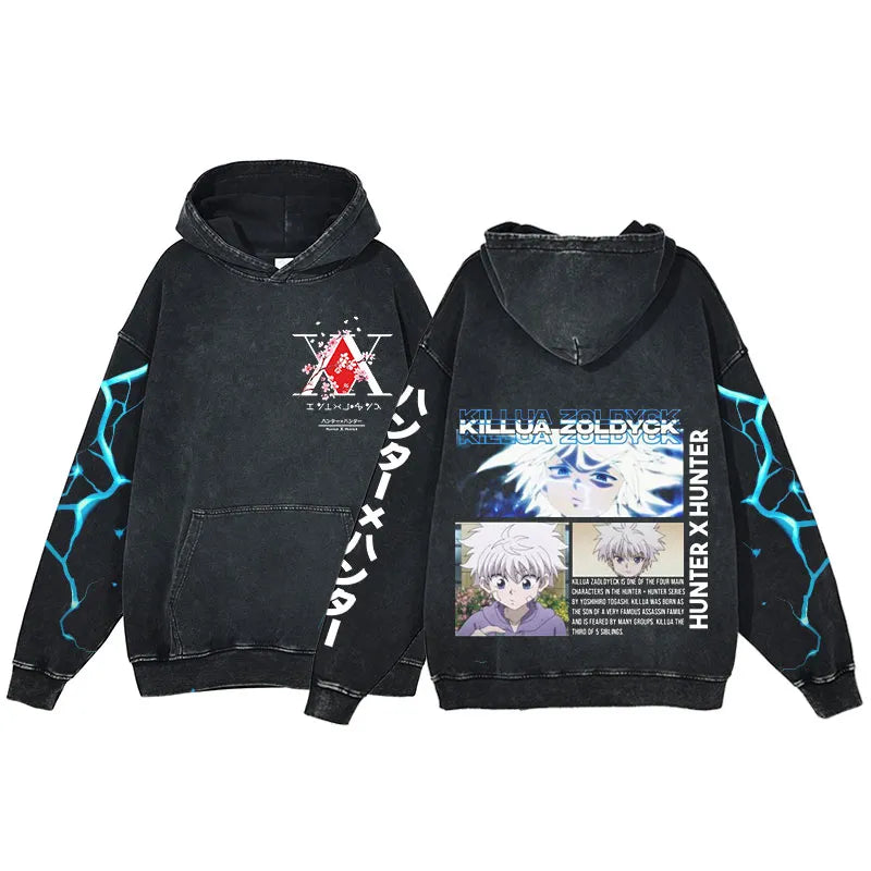 "ZOLDYCK PRODIGY" - Killua - Hunter X Hunter Anime Vintage / Acid Washed Hoodies | V2