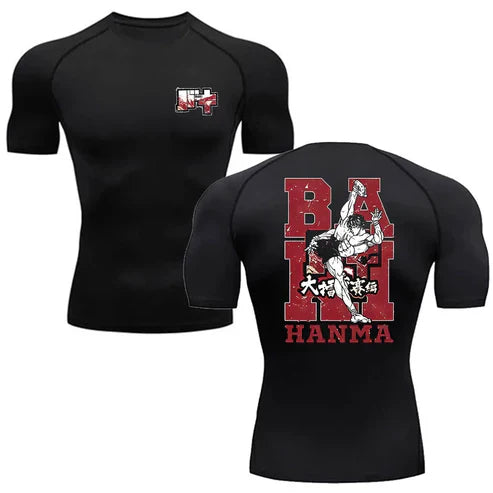 Anime - Streetwear - "FIST OF DEFIANCE" - Hanma - Baki Anime Gym Compression Fit T-Shirts | 4 Colors - Alpha Weebs