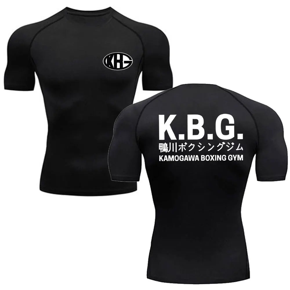 Anime - Streetwear - "K.B.G" - Genji - Hajime No Ippo Anime Gym Compression Fit T-Shirts | 4 Colors - Alpha Weebs
