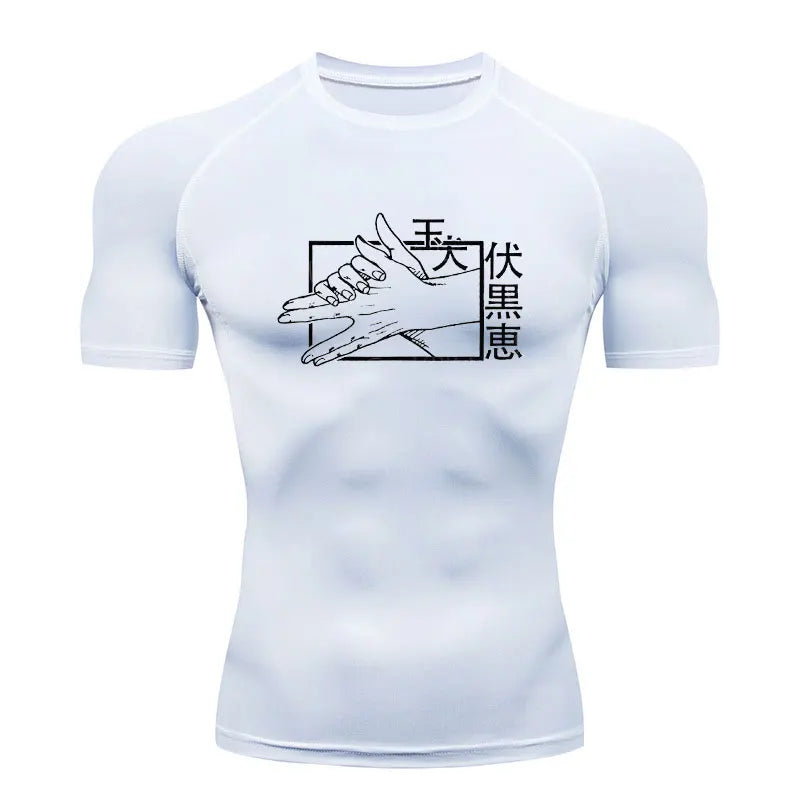 Anime - Streetwear - "FIERCE FOCUS" - JJK - Megumi Fushiguro - Gym Compression Fit T-Shirt - Alpha Weebs