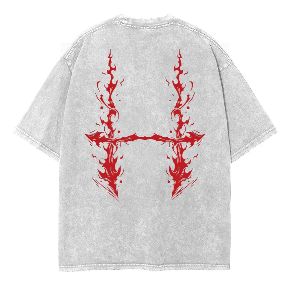Anime - Streetwear - "BLOOD. POWER. CHOSO" - Choso - JJK Anime Vintage / Acid Washed Oversized T-Shirt - Alpha Weebs