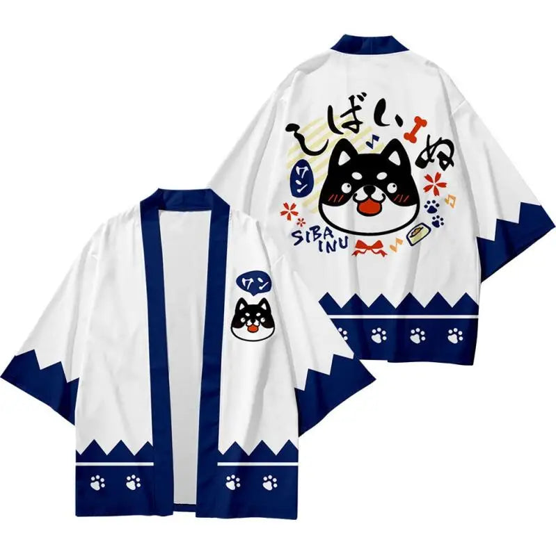 Anime - Streetwear - "SHIBA SMILE" - Shiba Inu - Japanese Streetwear Anime Kimono - Alpha Weebs