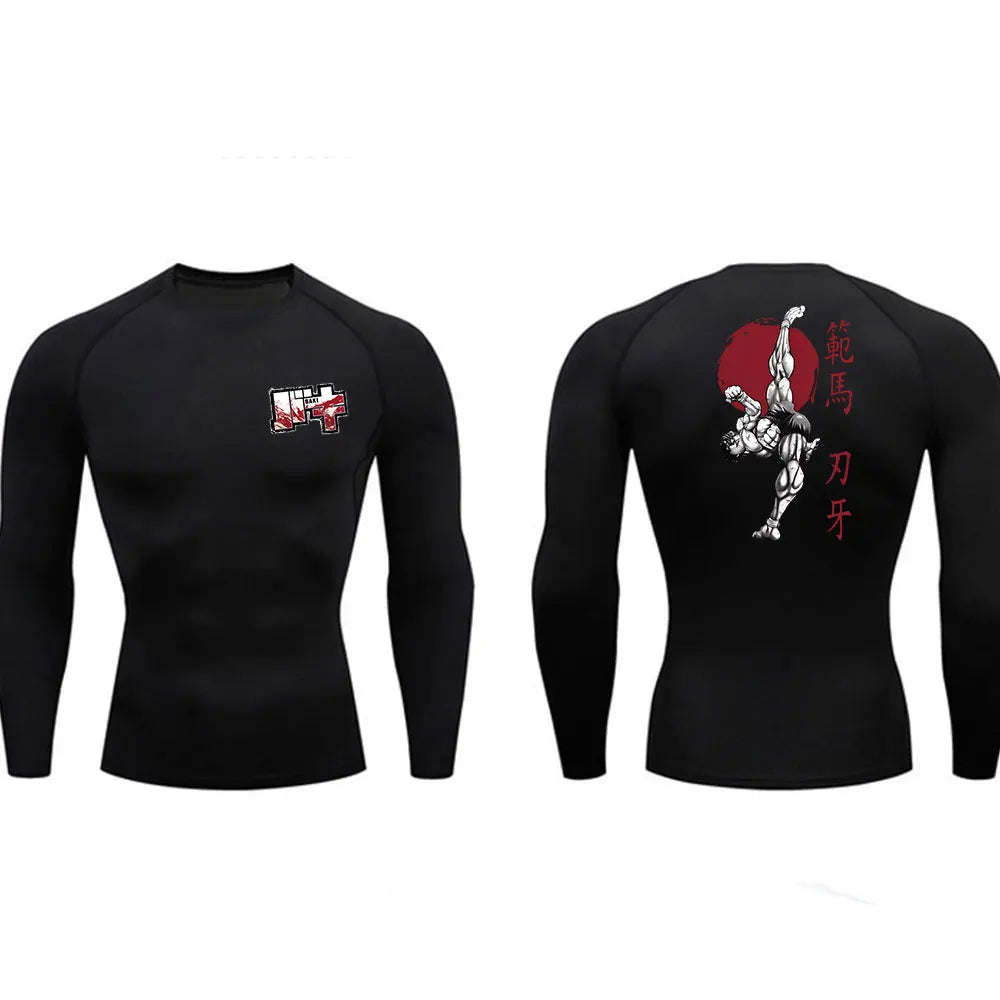 Anime - Streetwear - "UNWAVERING WILL" - Baki Anime Gym Compression Fit Long-Sleeve T-Shirts | 4 Colors - Alpha Weebs