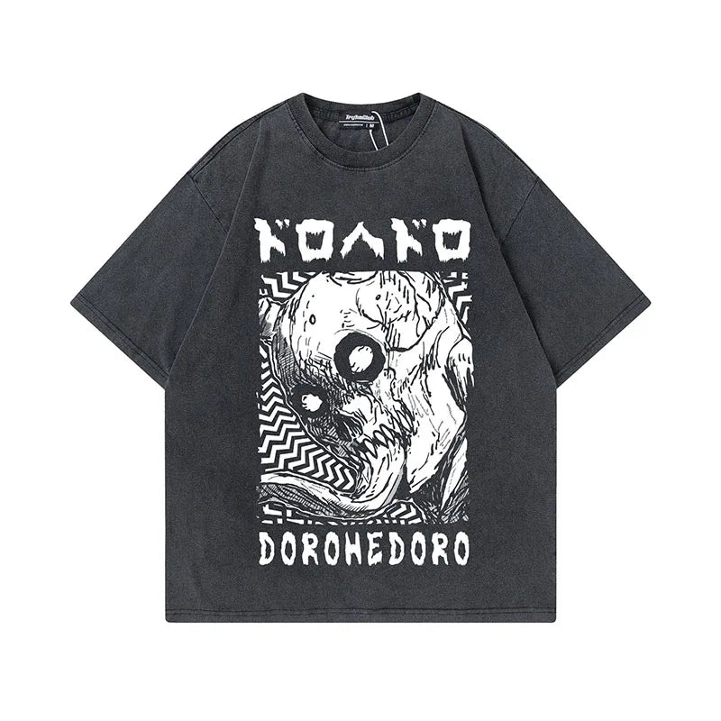 Anime - Streetwear - "CRAZY HOLE " - Dorohedoro Anime Vintage / Acid Oversized T-Shirt | 6 Options - Alpha Weebs