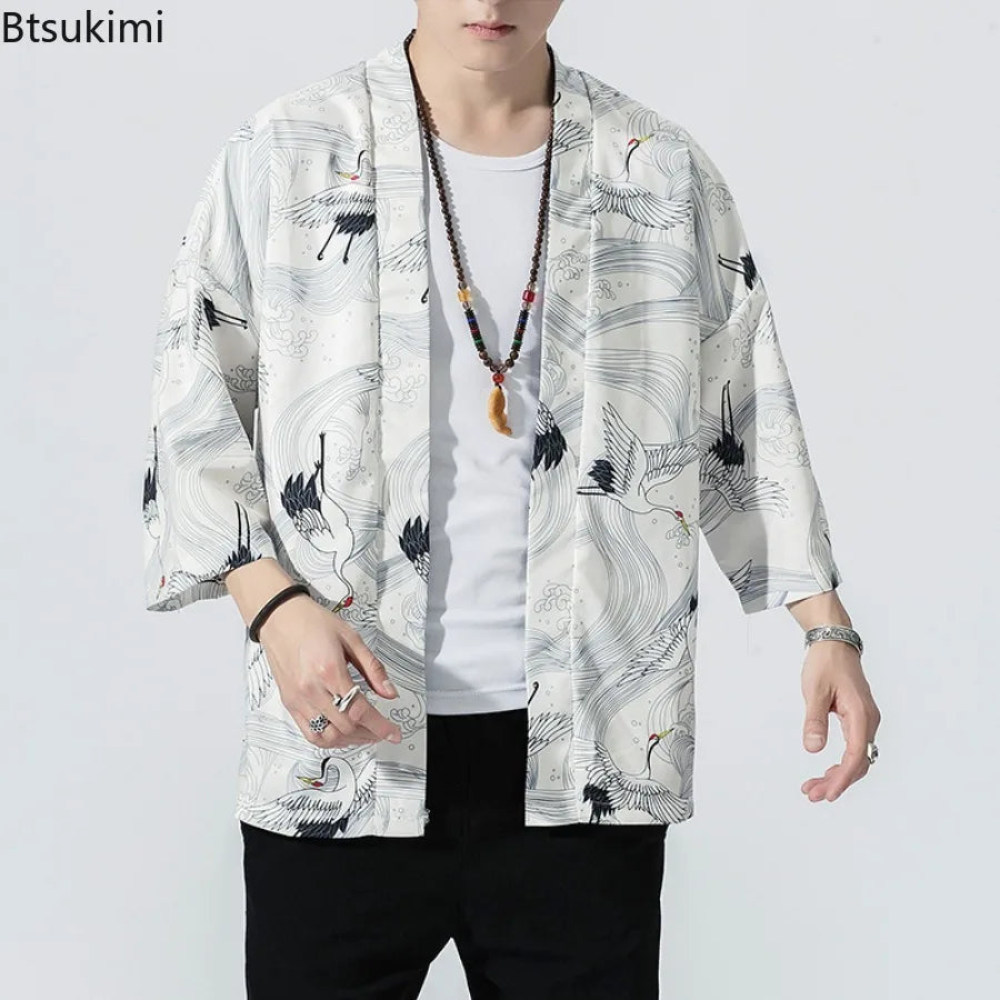 "WHIRLPOOL CRANE" - Japanese Streetwear Anime Kimono | 2 Options