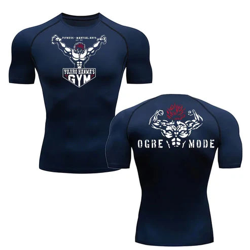 Anime - Streetwear - "IRON FISTS" - Yujiro - Baki Anime Gym Compression Fit T-Shirts | 4 Colors - Alpha Weebs