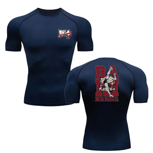 Anime - Streetwear - "FIST OF DEFIANCE" - Hanma - Baki Anime Gym Compression Fit T-Shirts | 4 Colors - Alpha Weebs