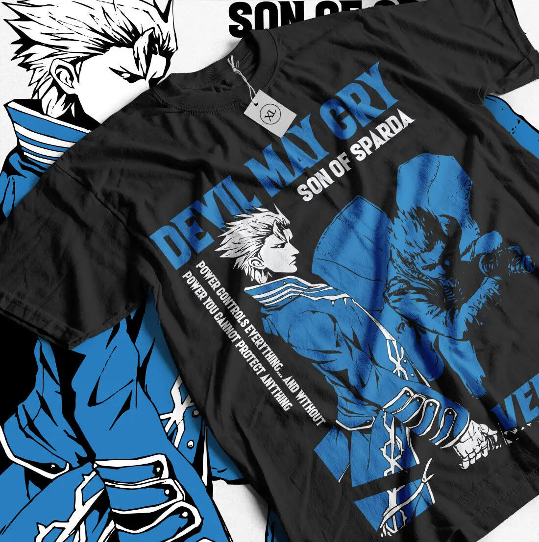 Anime - Streetwear - "BLUE VERGIL" - Vergil - Devil May Cry Anime T-Shirts | 2 Colors - Alpha Weebs