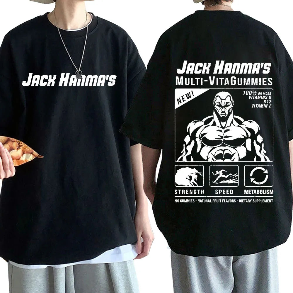 Anime - Streetwear - "ROID RAGE" - Jack Hanma - Baki Anime Oversized T-Shirts | 8 Colors - Alpha Weebs