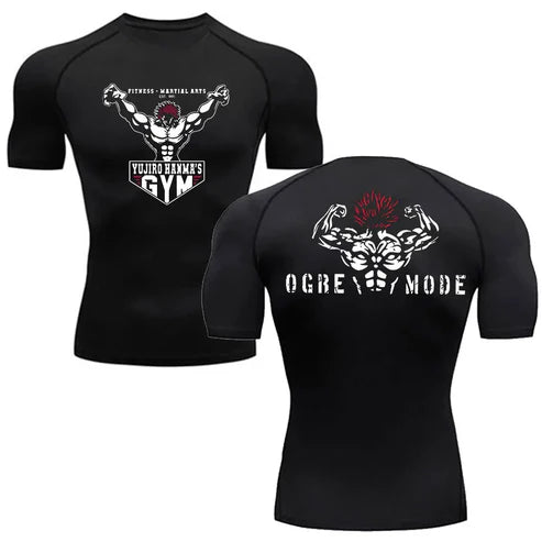 Anime - Streetwear - "IRON FISTS" - Yujiro - Baki Anime Gym Compression Fit T-Shirts | 4 Colors - Alpha Weebs