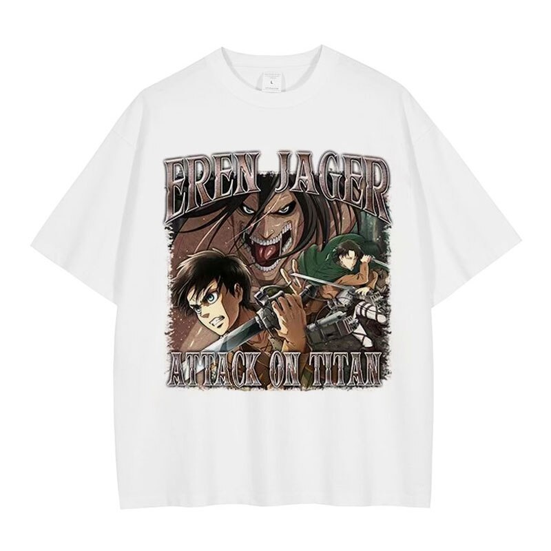 Anime - Streetwear - "CLASSIC JEAGER" - Attack On Titan Anime Oversized Vintage / Acid Washed T-Shirts | 2 Colors - Alpha Weebs