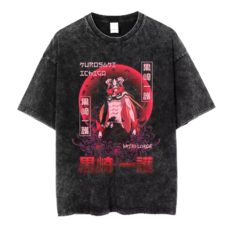 "HOLLOW MENACW" - Ichigo - Bleach Anime Oversized Vintage / Acid Washed T-Shirts