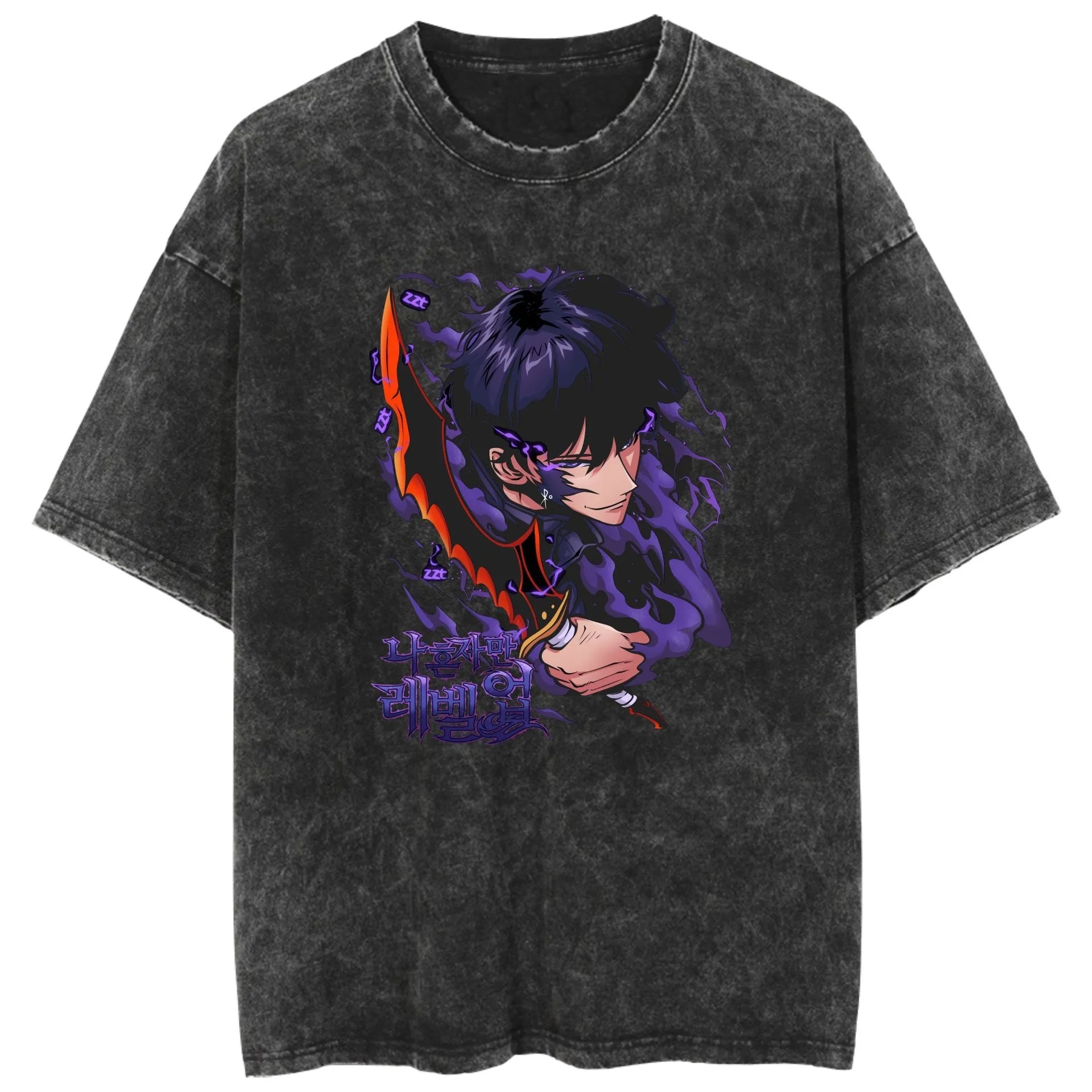 "THE RISEN" - Sung Jinwoo - Solo Leveling Anime  Acid/Vinatge Washed T-Shirt