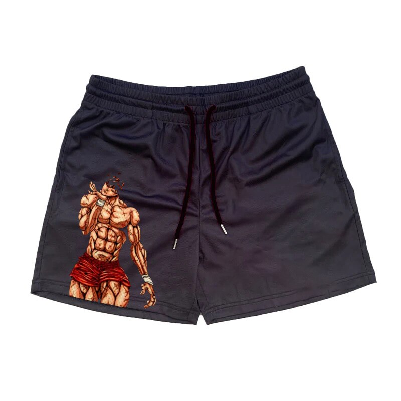 Anime - Streetwear - "LILL HANMA" - Baki Anime Shorts V2 - Alpha Weebs
