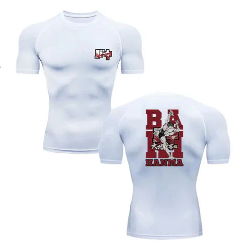 Anime - Streetwear - "FIST OF DEFIANCE" - Hanma - Baki Anime Gym Compression Fit T-Shirts | 4 Colors - Alpha Weebs