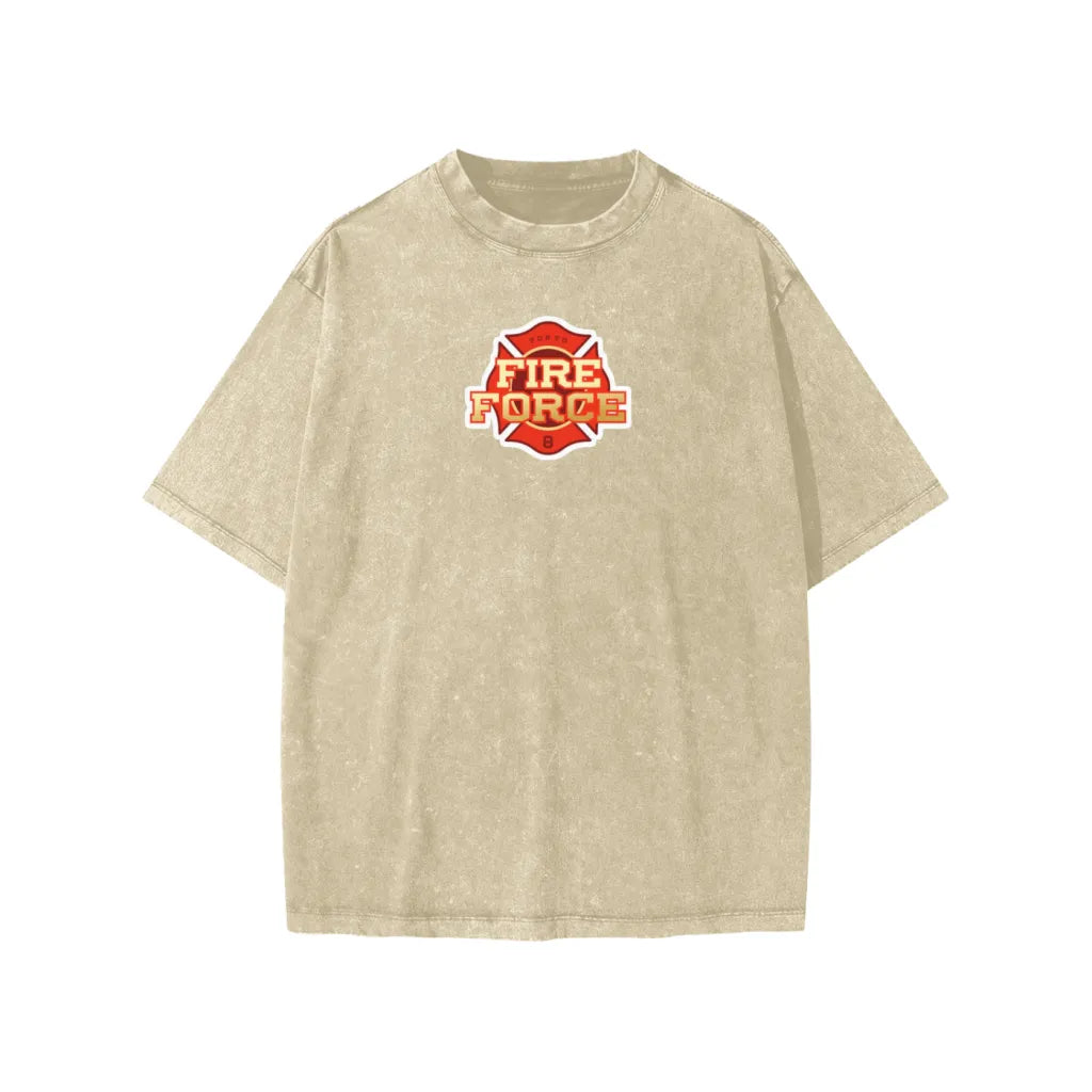 Anime - Streetwear - "HERO FROM SKY" - Shinra - Fire Force Anime Vintage / Acid Washed Oversized T-Shirts - Alpha Weebs