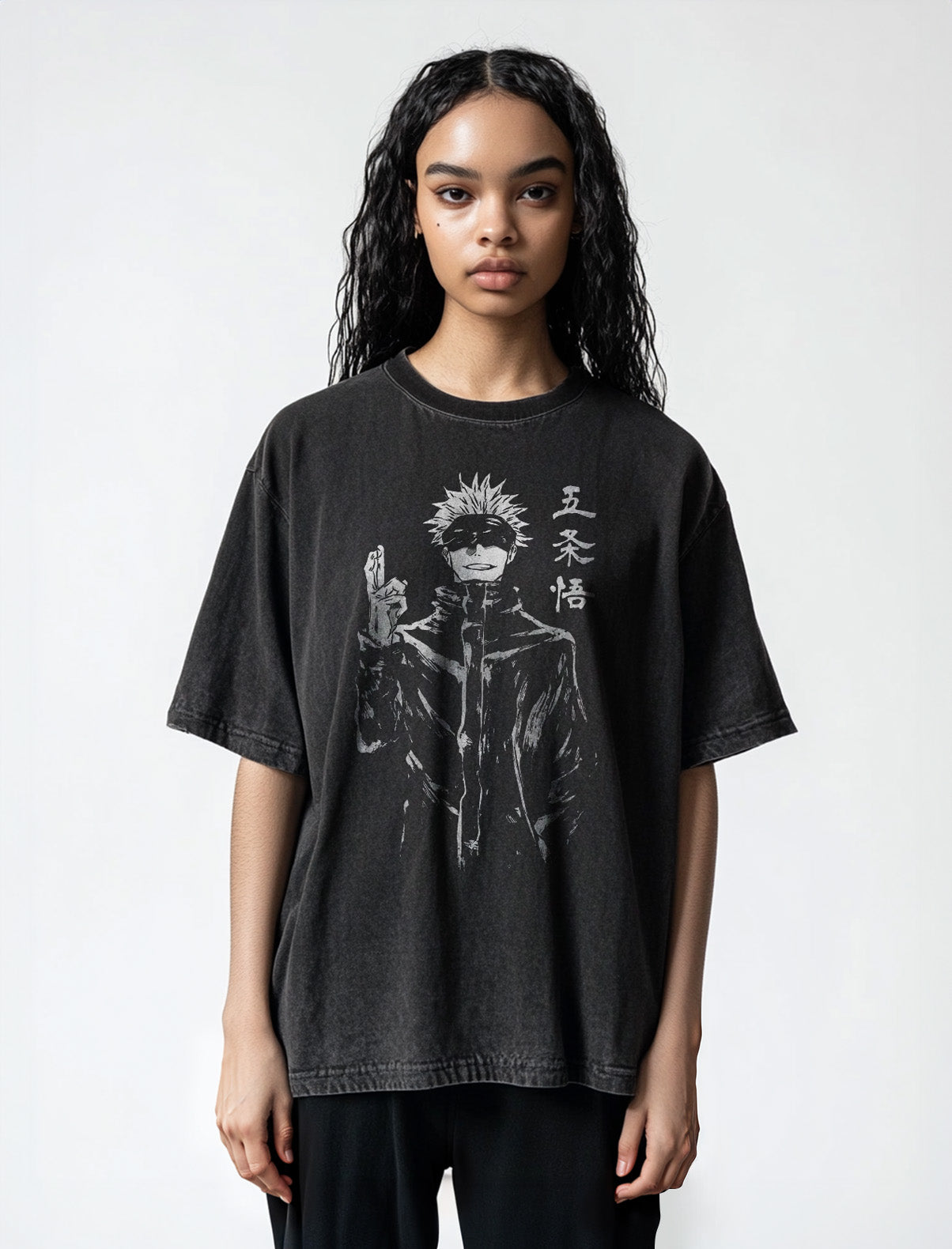 "STRONGEST" - Satoru Gojo  -  Jujutsu Kaisen Anime Vintage / Acid Washed Oversized T-Shirts