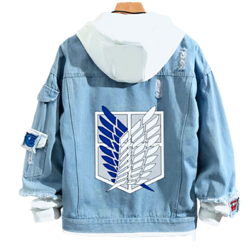 Anime - Streetwear - "CORPS" - AOT Regiments Denim - Anime Oversized Hoodie | 4 Colors - Alpha Weebs