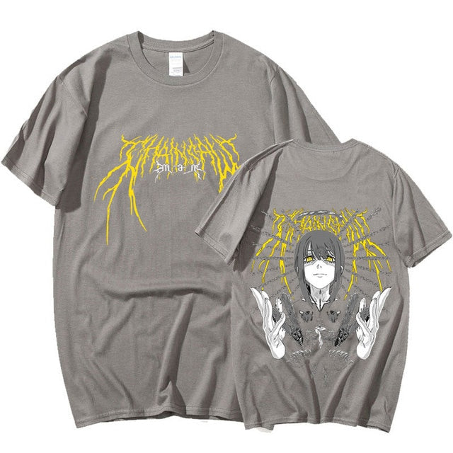Anime - Streetwear - "COMMAND" - Makima + Denji Chainsaw Man Anime Oversized T-Shirts | 3 colors - Alpha Weebs