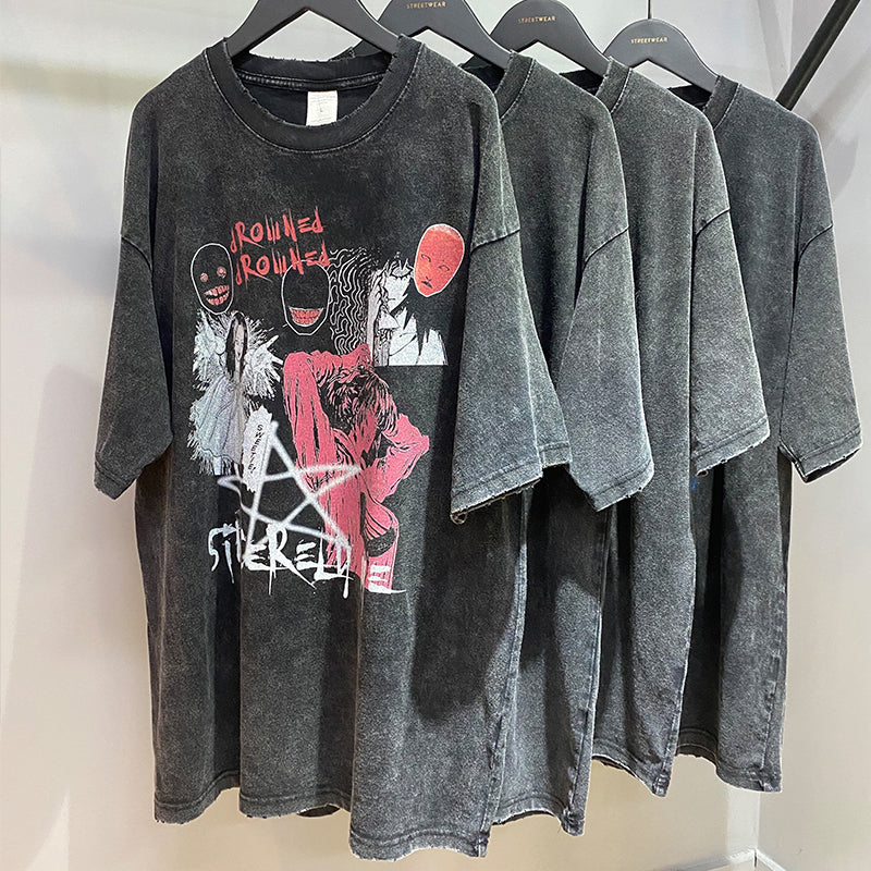 Anime - Streetwear - "TOMIE" - Bentai Anime Oversized Vintage / Acid Washed T-Shirts - Alpha Weebs