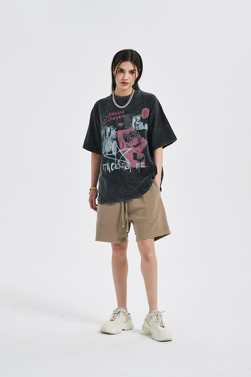 Anime - Streetwear - "TOMIE" - Bentai Anime Oversized Vintage / Acid Washed T-Shirts - Alpha Weebs