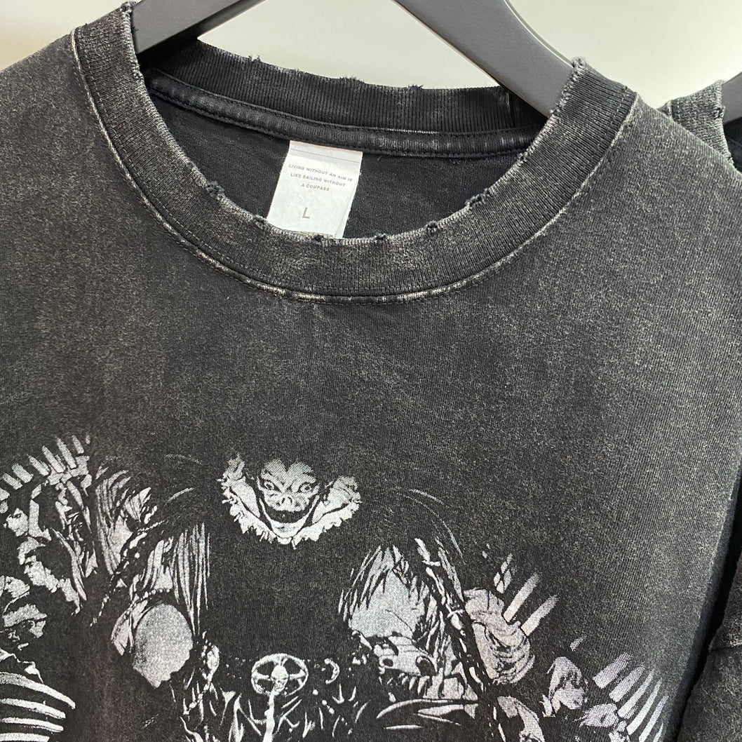 Anime - Streetwear - "DESTINED RIVALS" - Vintage / Acid Washed Death Note Oversized Vintage / Acid Washed T-shirt - Alpha Weebs