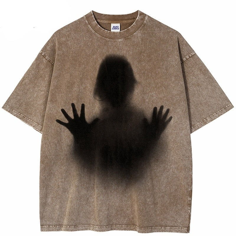 Anime - Streetwear - SOS Shadow - Bentai Anime Oversized Vintage / Acid Washed T-Shirts - Alpha Weebs