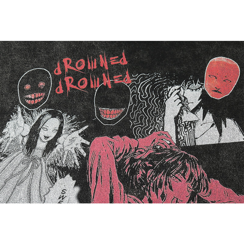 Anime - Streetwear - "TOMIE" - Bentai Anime Oversized Vintage / Acid Washed T-Shirts - Alpha Weebs