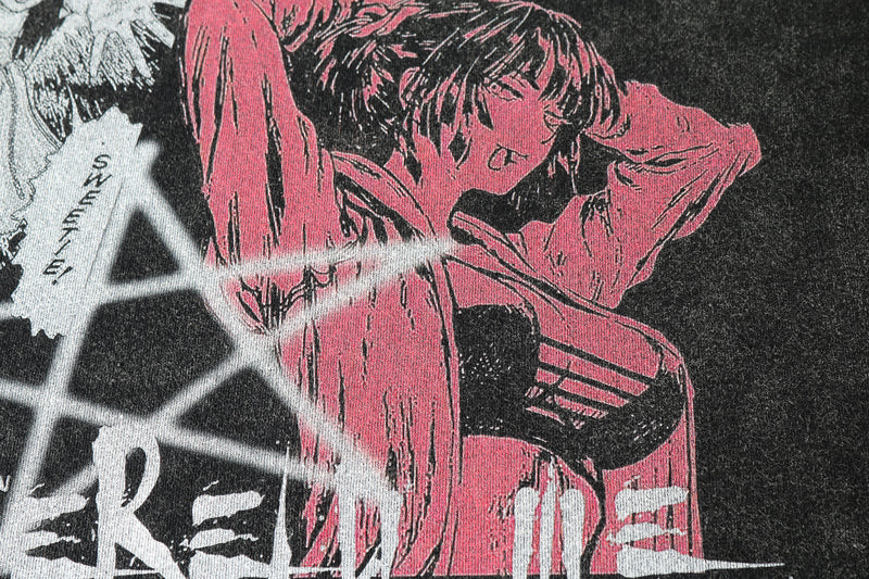 Anime - Streetwear - "TOMIE" - Bentai Anime Oversized Vintage / Acid Washed T-Shirts - Alpha Weebs