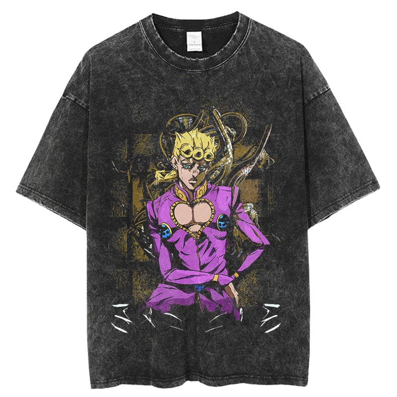 Anime - Streetwear - "DEVIL HEART" - JoJo's Bizarre Adventure Vintage / Acid Washed Anime T-Shirt - Alpha Weebs
