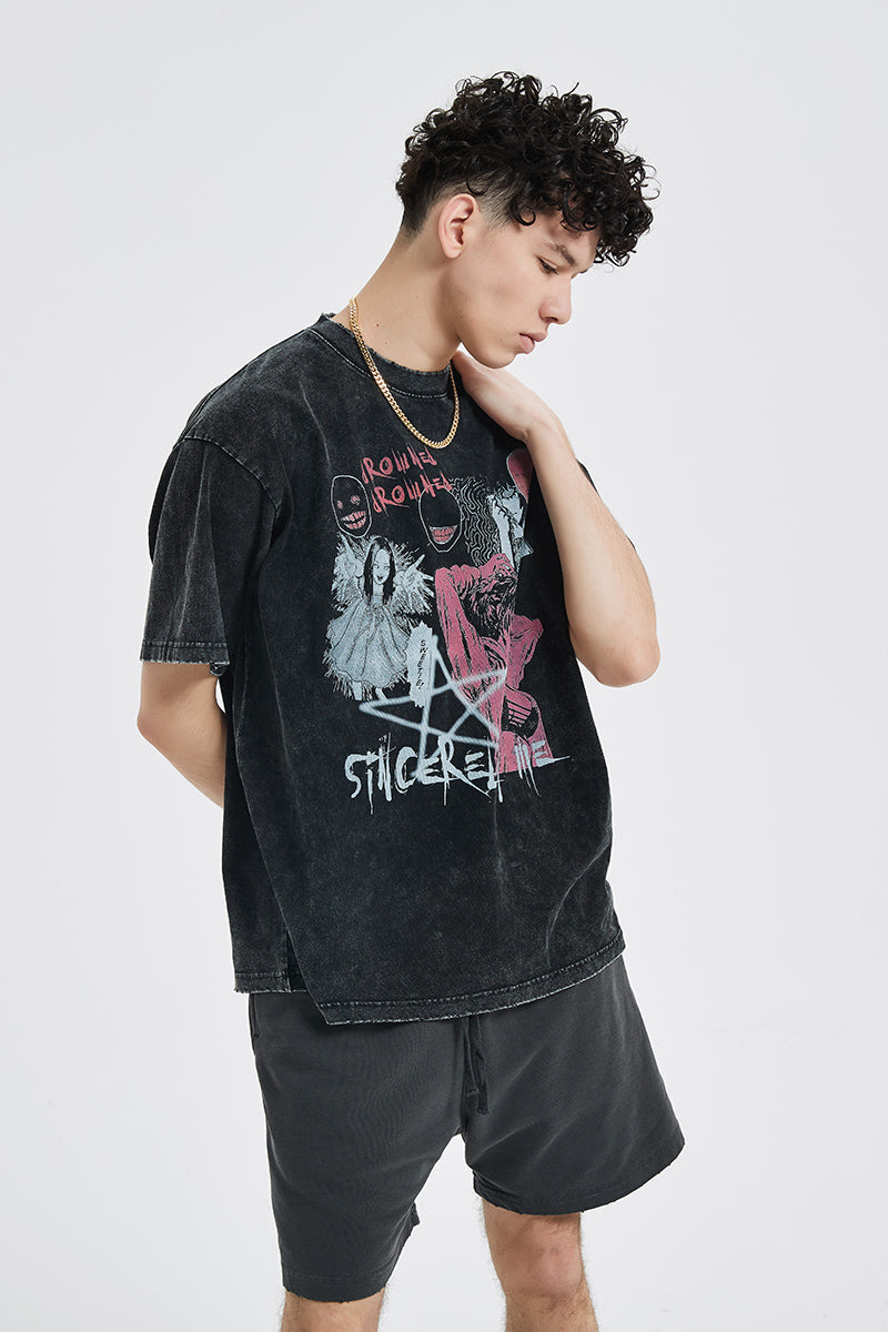Anime - Streetwear - "TOMIE" - Bentai Anime Oversized Vintage / Acid Washed T-Shirts - Alpha Weebs