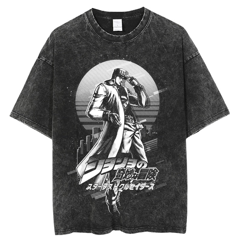 Anime - Streetwear - "KUJO JOTARO ' - JoJo's Bizarre Adventure Vintage / Acid Washed Anime T-Shirt - Alpha Weebs